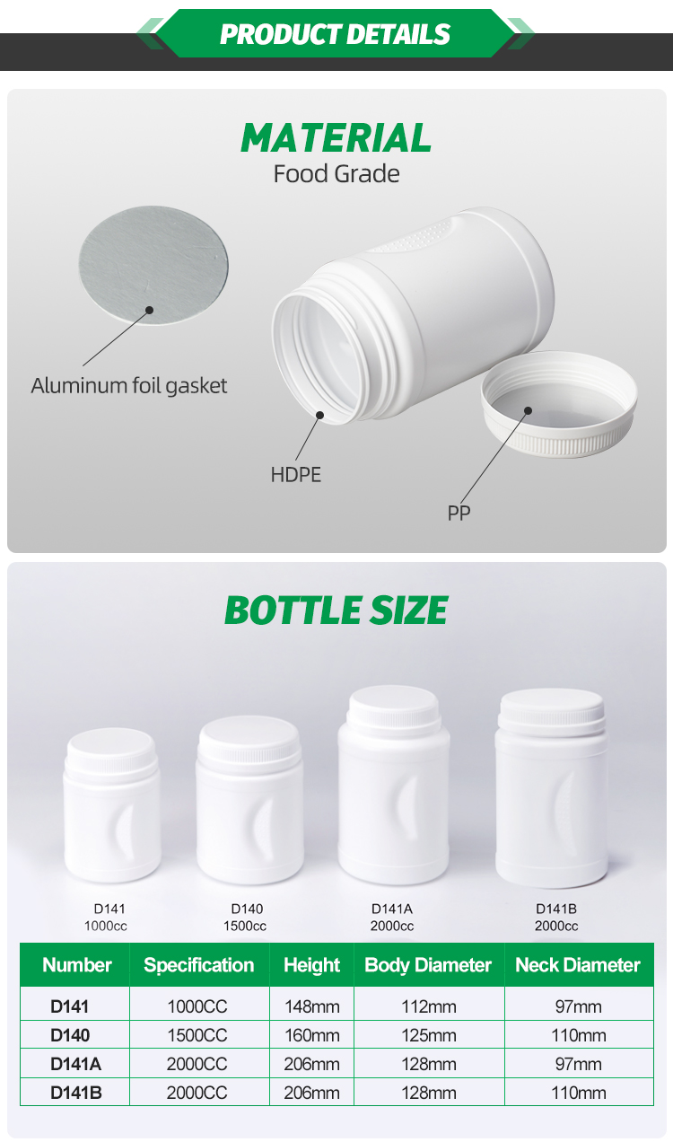 翔临详情页2 06 2 - Wide mouth plastic protein powder jars HDPE Plastic Bottles Manufacturer 2000CC