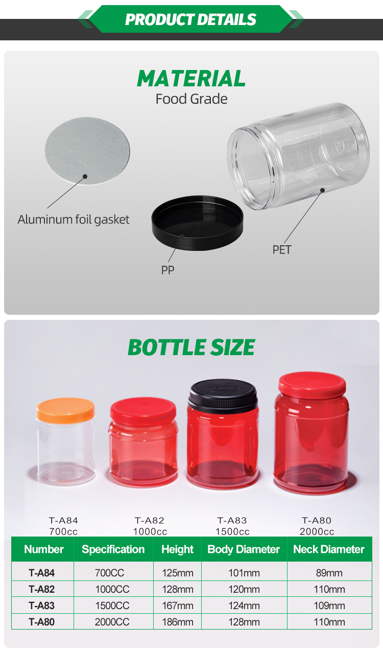 4.PETT A80.82.83.84 6 - Wide Mouth Jar and containers for protein powder 1500CC