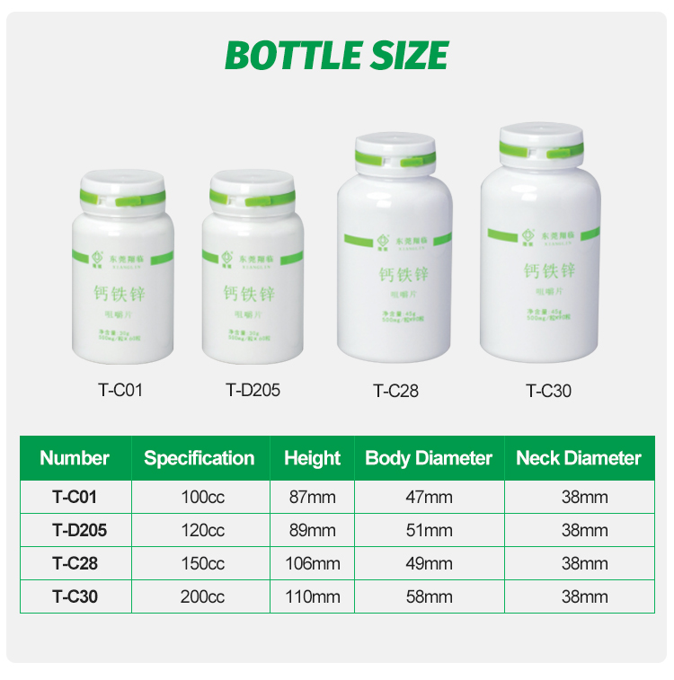 HDPET C30 T C01 6 - Plastic Pill Bottles Customized White Food Supplement Bottle 120CC