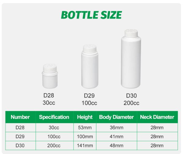 Manufacture Food-Grade HDPE Bottle For Protein Powder/Salt 100CC