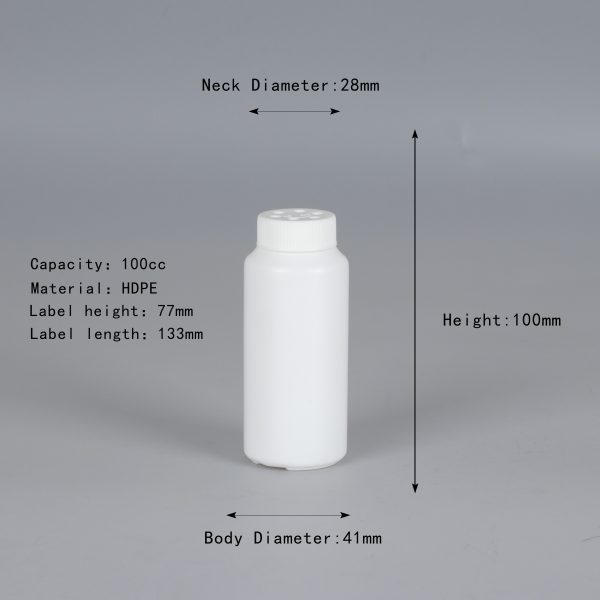 Manufacture Food-Grade HDPE Bottle For Protein Powder/Salt 100CC