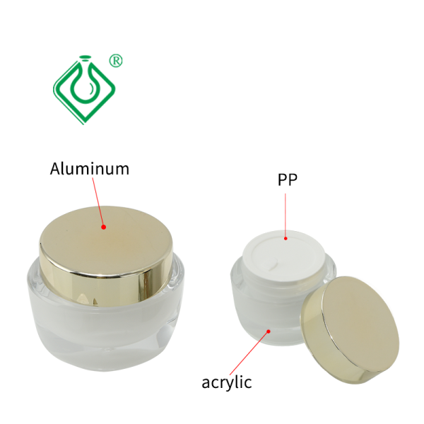 Cosmetic Packaging Plastic Acrylic Cream Container With Gold Caps 30g