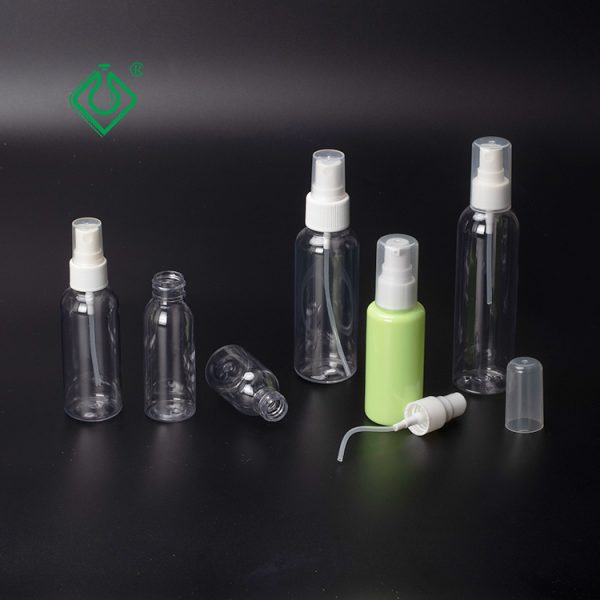 Wholesale empty PET cosmetic spray bottles with lid 50ml