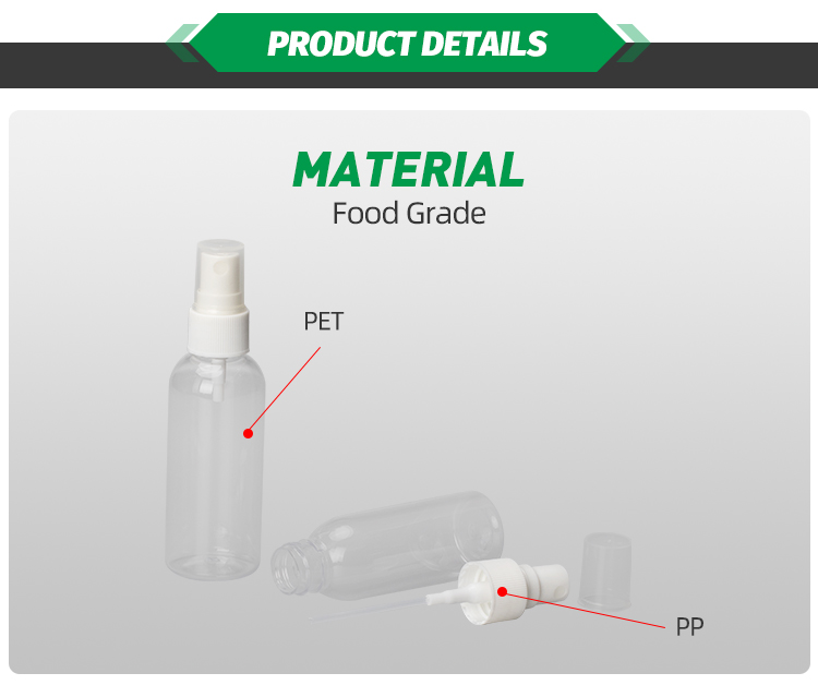 E  3 05 - Wholesale empty PET cosmetic spray bottles with lid 100ml