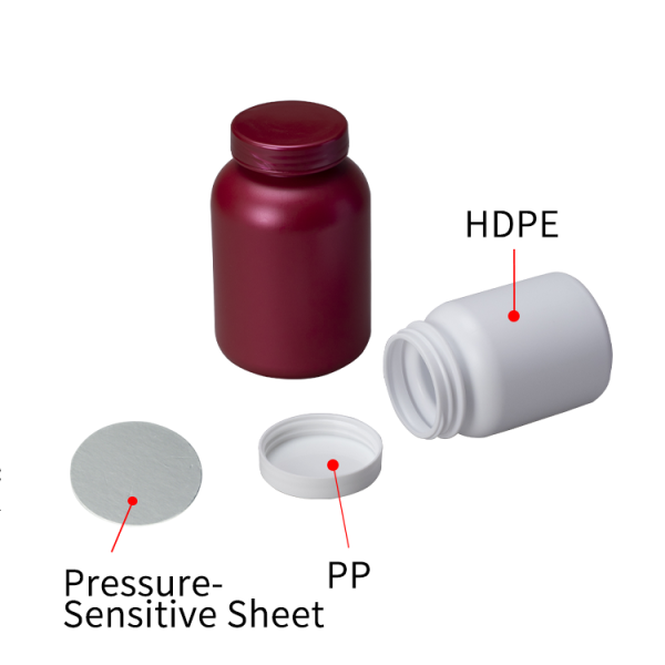 Custom HDPE Containers With lids Food-Grade Powder Round Bottle 180cc