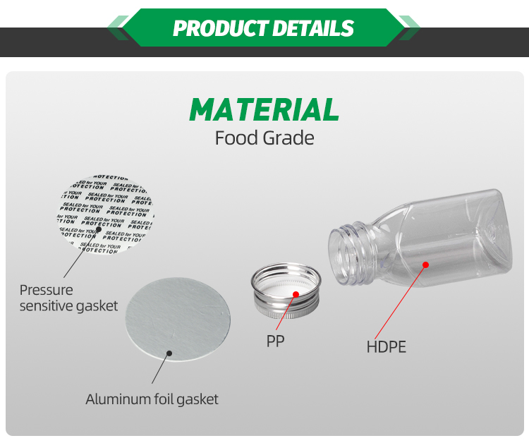 HDPET D164 T D168 5 1 - Unique Plastic Packaging PET Clear Plastic Bottles For Vitamin/Candy 58CC