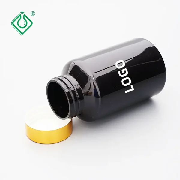Customized New Design Pet Capsule Supplement Bottle With Golden Cap