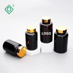Customized New Design Pet Capsule Supplement Bottle With Golden Cap