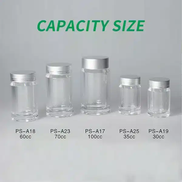 Customized Clear Plastic Pill Bottles with silver cap from China